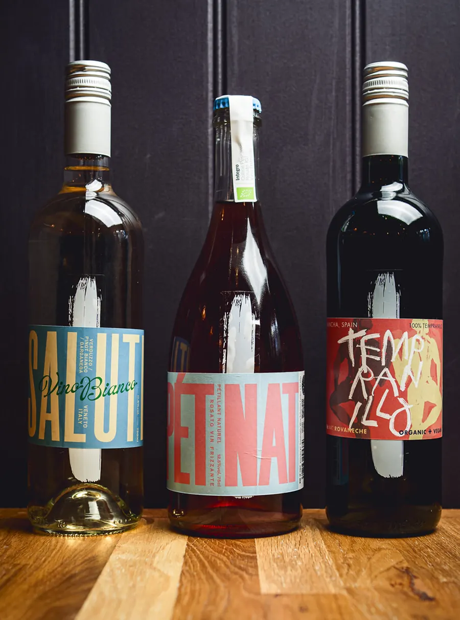 Three bottles of natural wine from the NORA'S list